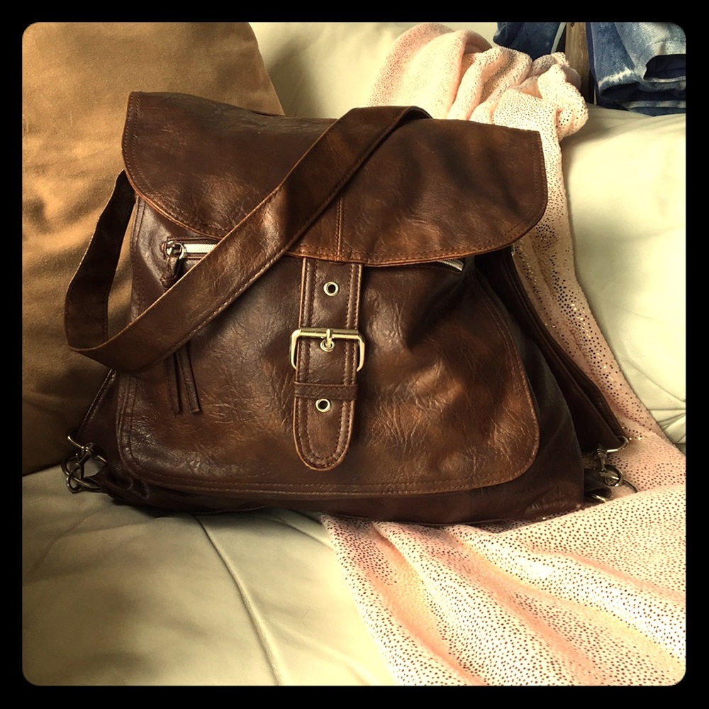 Unbranded brown convertible backpack